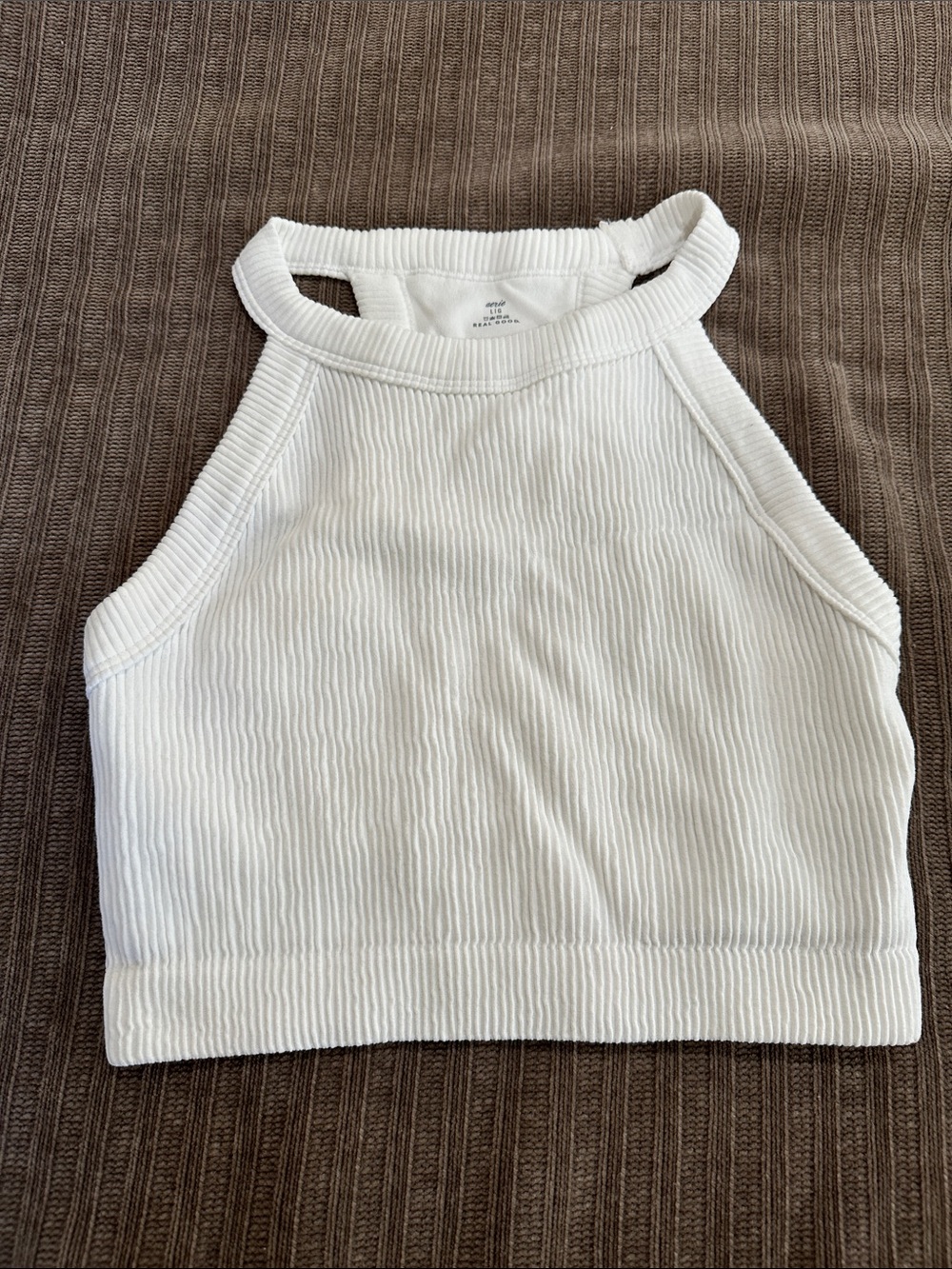 Aerie White Ribbed Halter Crop Top - Women